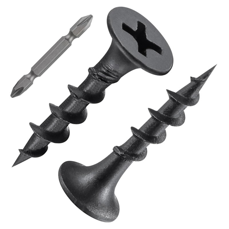 Wensilon (500 pcs)#6X3/4 Black Fastener Drywall Screws-Phillips with coarse Threaded tip, Black, Suitable for Drywall Slate, Wood, etc.(1 pounds) - Image 1